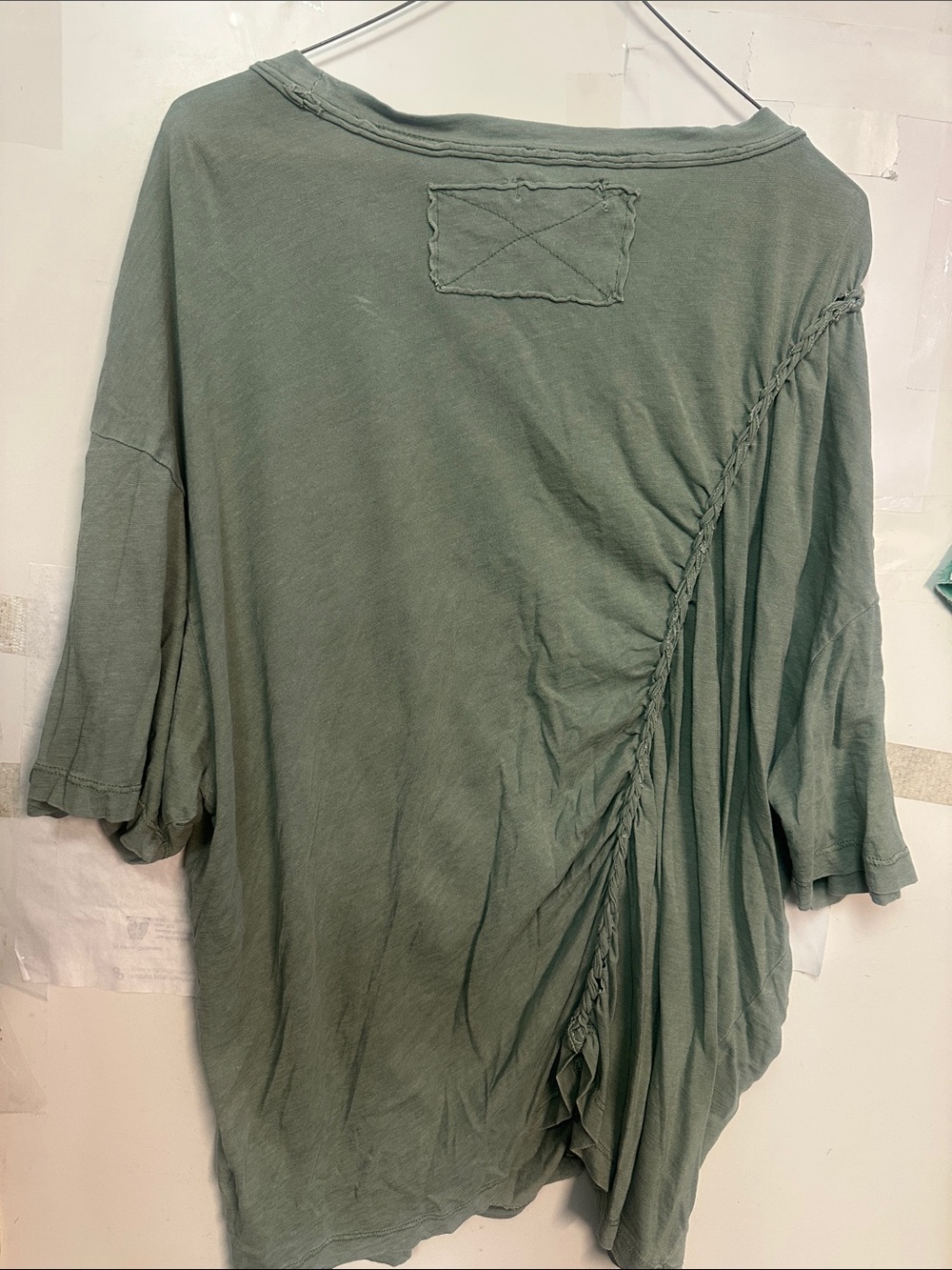 Free People Washed Sage Green Braided-Seam Tunic size m - Picture 4 of 4